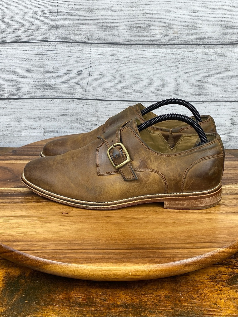 J Shoes Templar Classic Single Monk Strap Loafer Oxford Brown Leather Men’s Sz 8